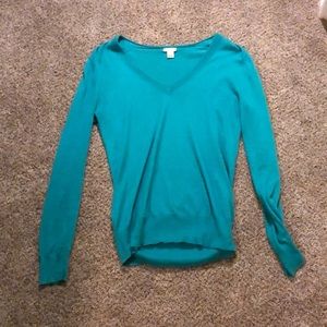 Teal v neck sweater from J Crew
